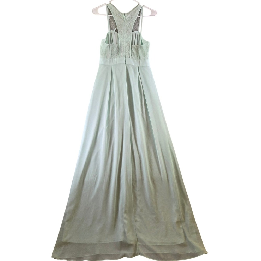 BCBGeneration Mint Green Lace Racerback Maxi Dress Size 4 Chiffon Gown Formal - Picture 4 of 7